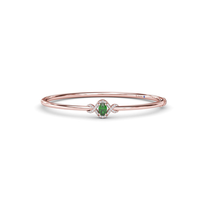 Love Knot Emerald and Diamond Bangle Bracelet