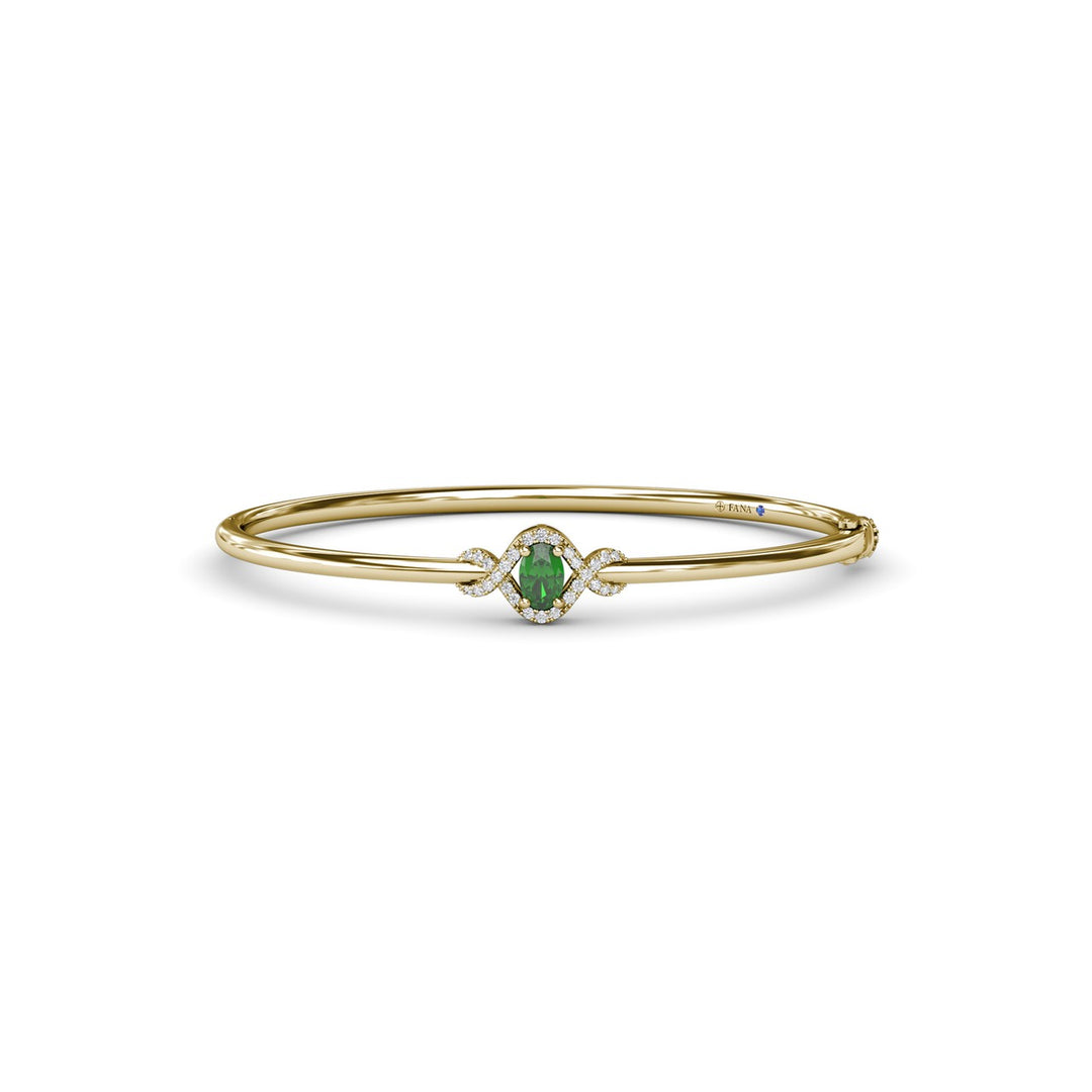 Love Knot Emerald and Diamond Bangle Bracelet