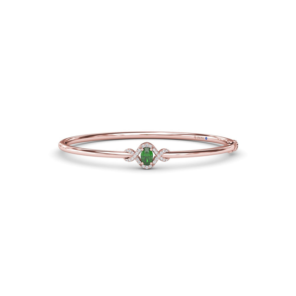Love Knot Emerald and Diamond Bangle Bracelet