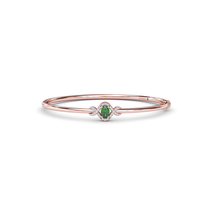 Love Knot Emerald and Diamond Bangle Bracelet