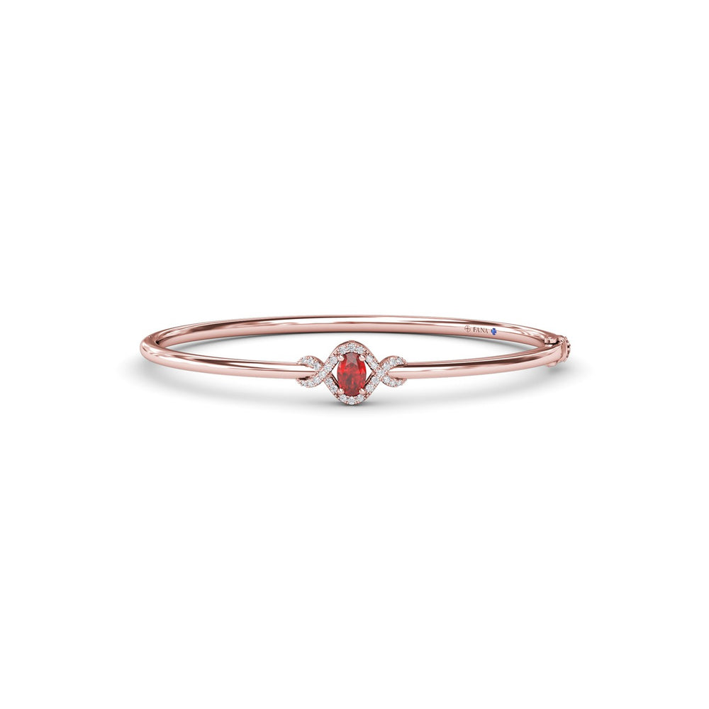 Love Knot Ruby and Diamond Bangle Bracelet