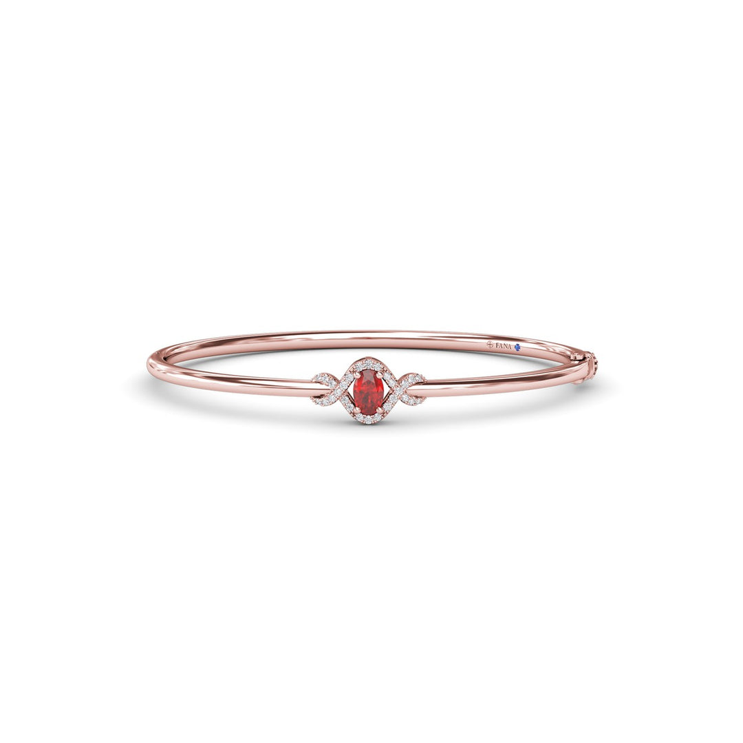 Love Knot Ruby and Diamond Bangle Bracelet