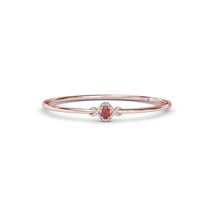 Love Knot Ruby and Diamond Bangle Bracelet