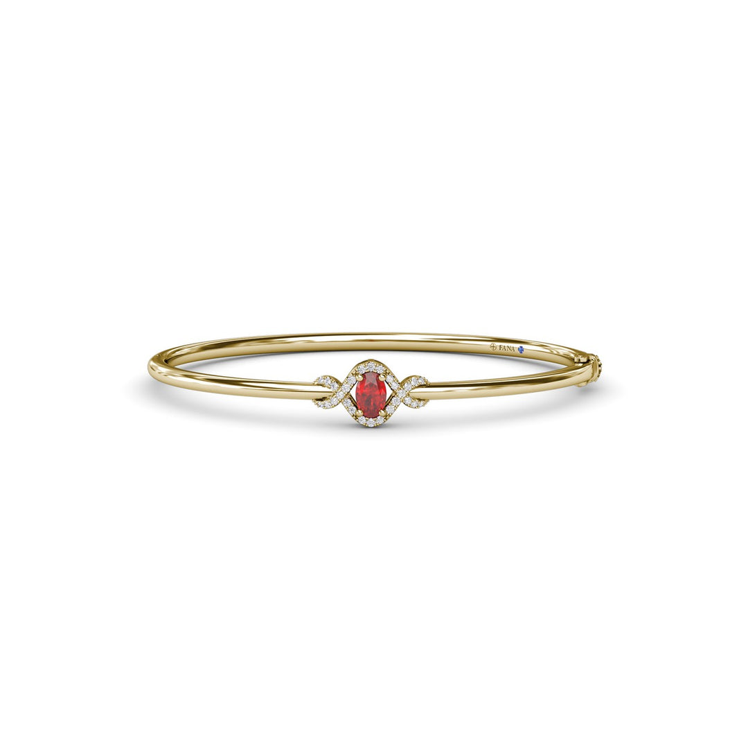 Love Knot Ruby and Diamond Bangle Bracelet