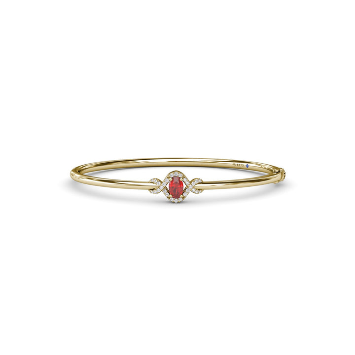 Love Knot Ruby and Diamond Bangle Bracelet