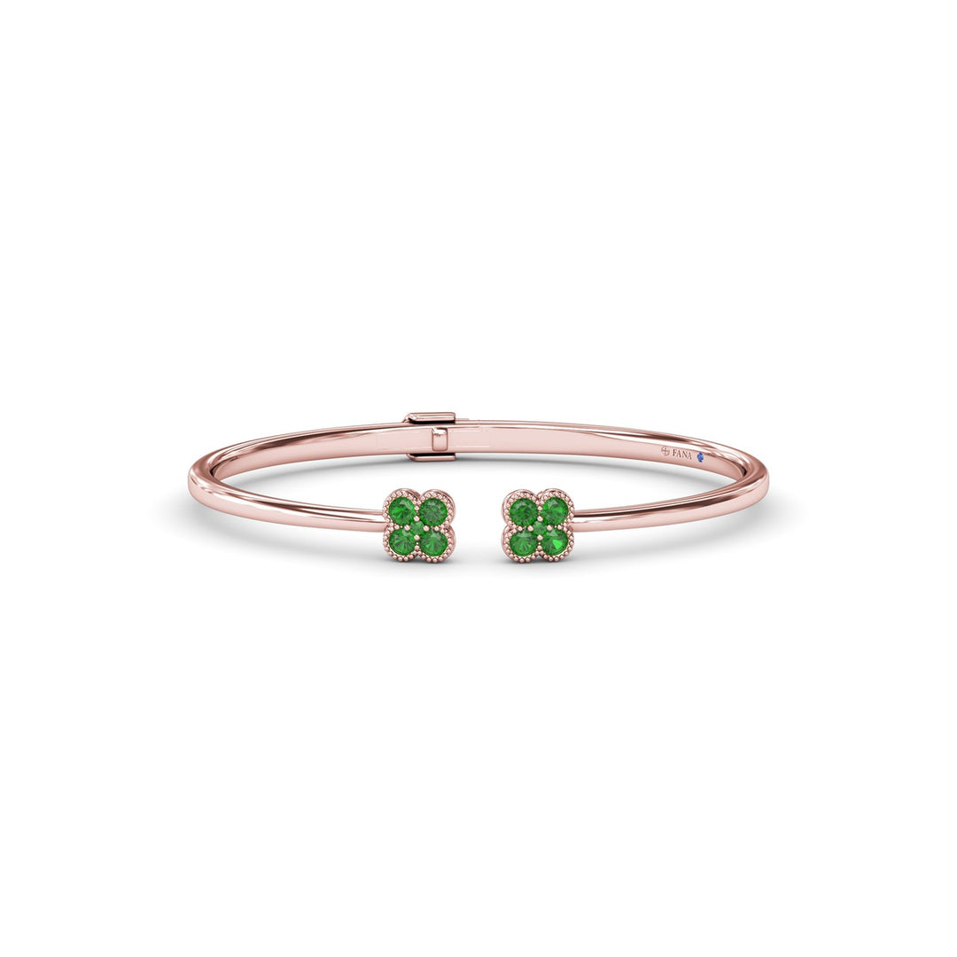 Double Magnolia Emerald Bangle