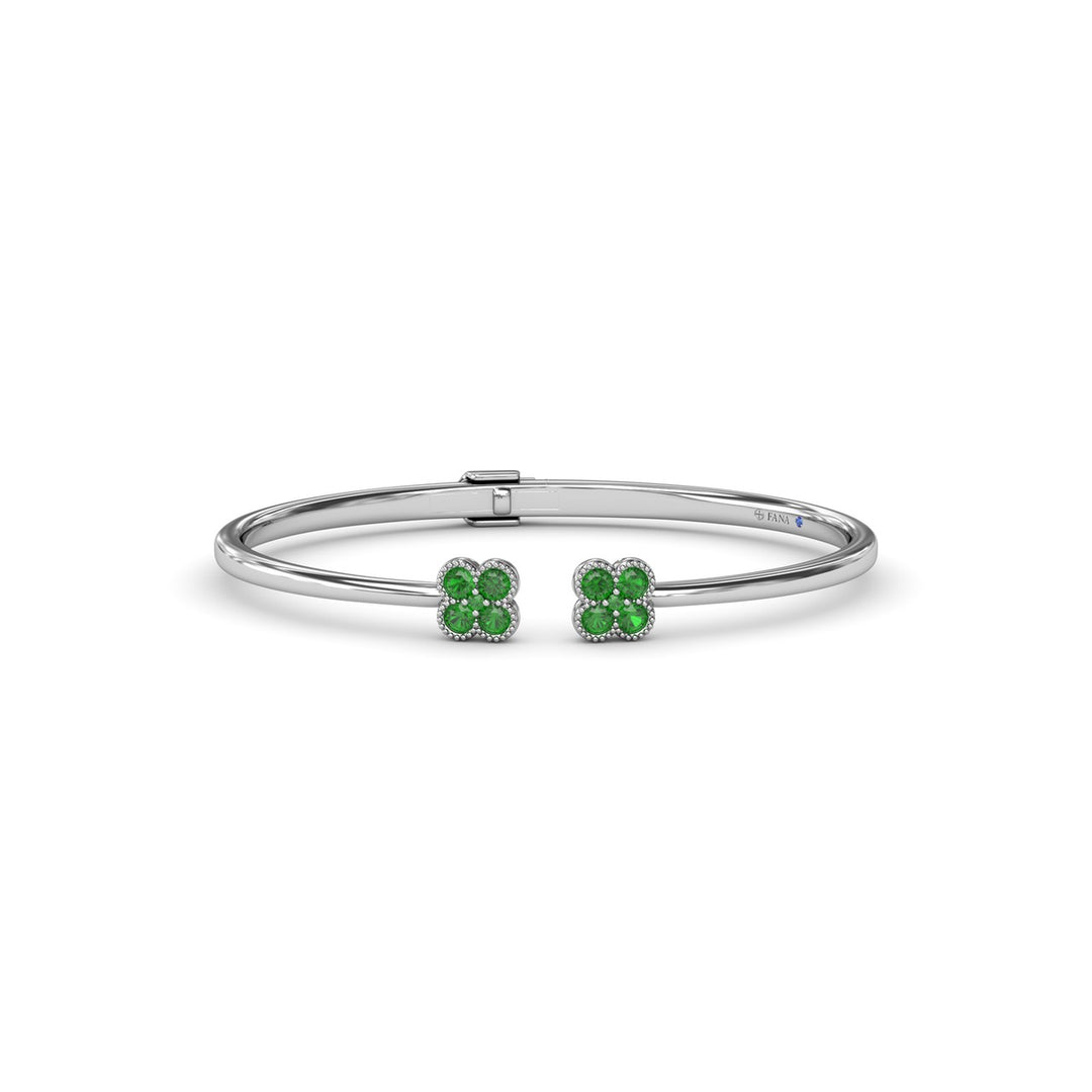 Double Magnolia Emerald Bangle