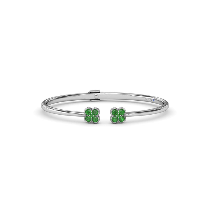 Double Magnolia Emerald Bangle