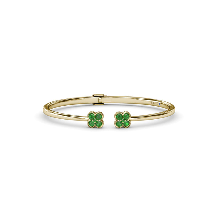 Double Magnolia Emerald Bangle