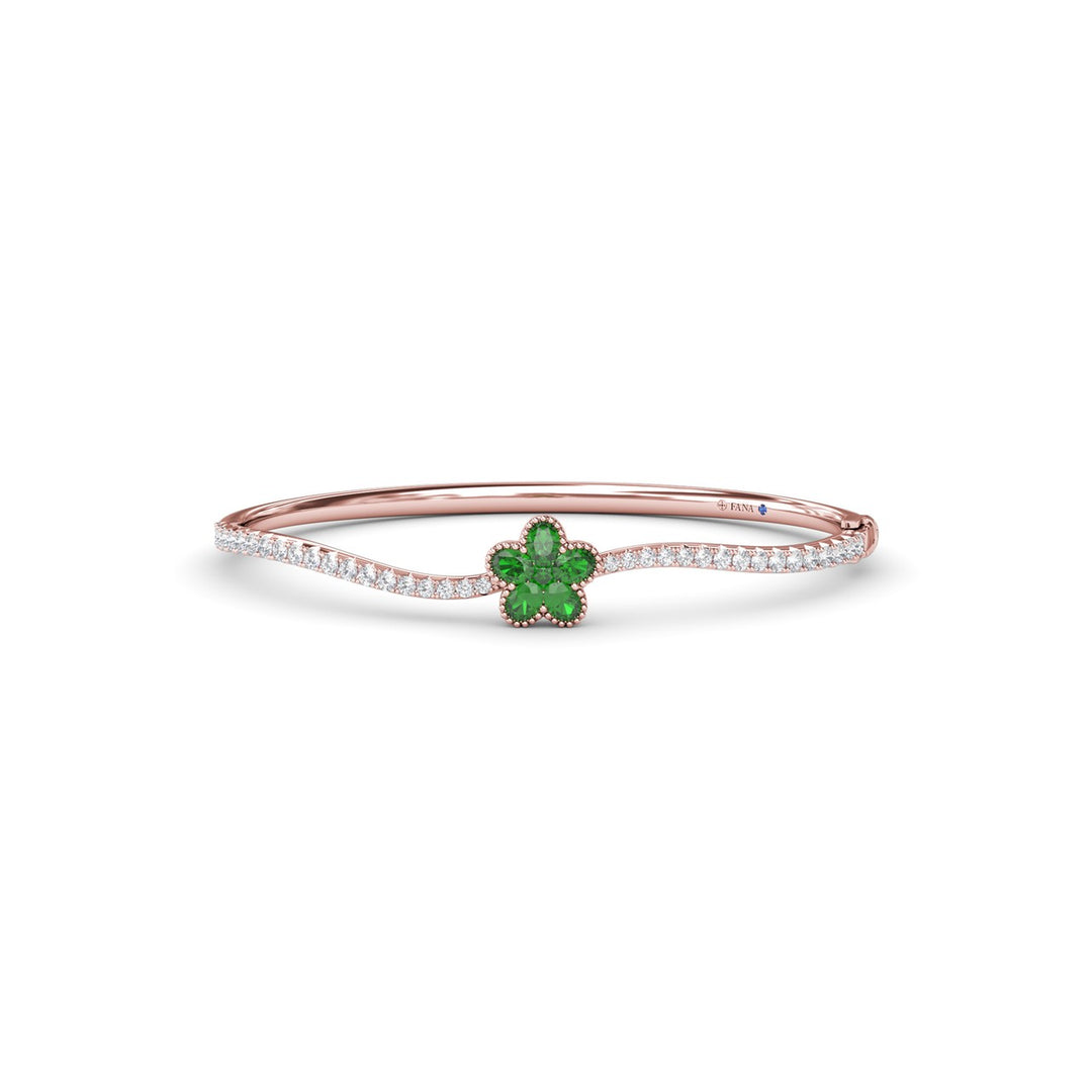 Magnolia Emerald and Diamond Wave Bangle