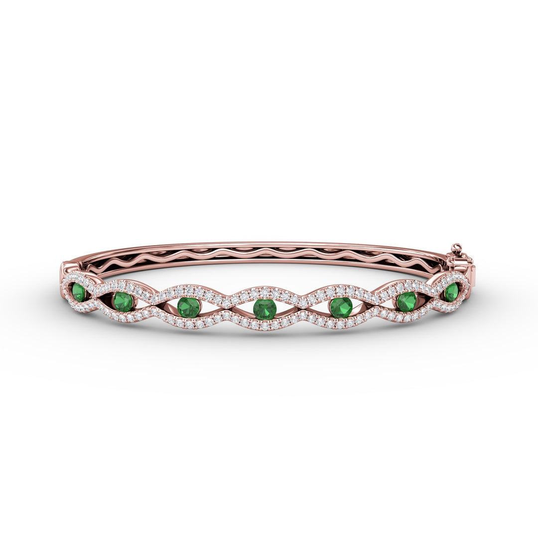 Striking Emerald and Diamond Bangle