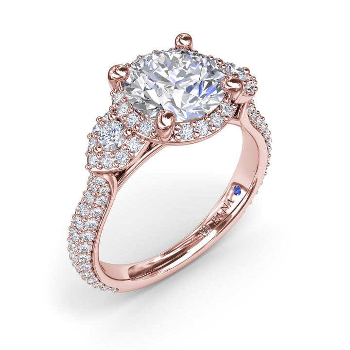 Full Halo Diamond Pavé Engagement Ring
