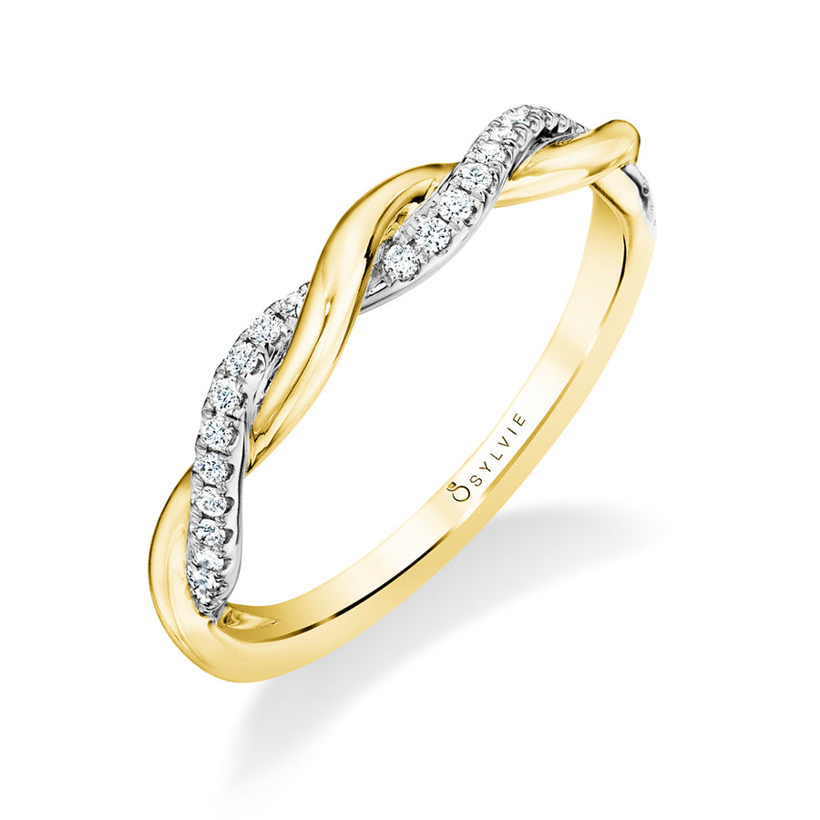 Modern Two Tone Spiral Wedding Band -Yasmine