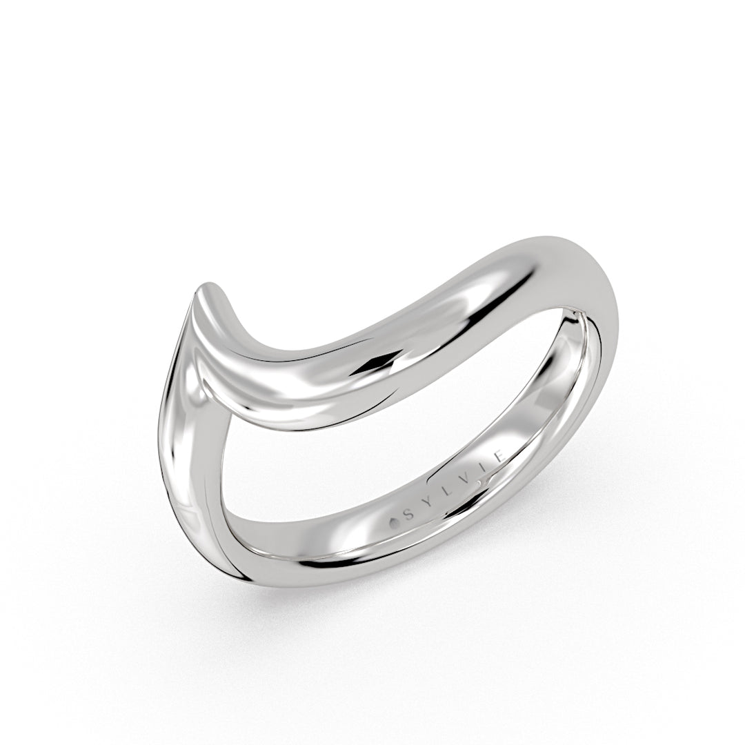 Auravie Curved Solitaire Wedding Ring - Lyric