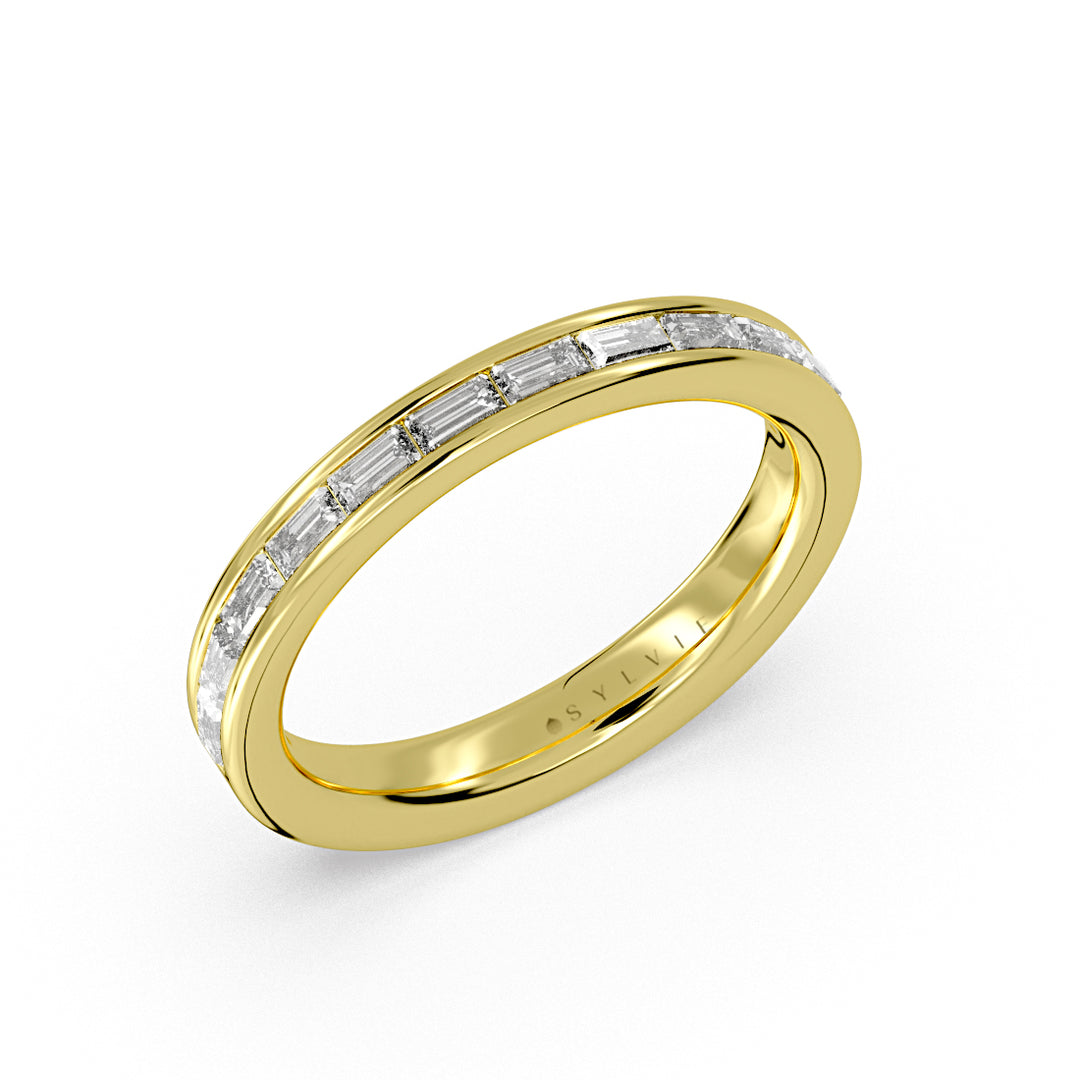 Auravie Channel Set Baguette Bezel Wedding Ring - Evereigh