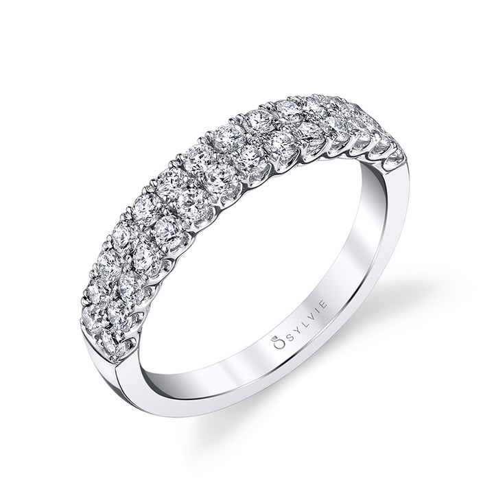 Double Row Diamond Wedding Band