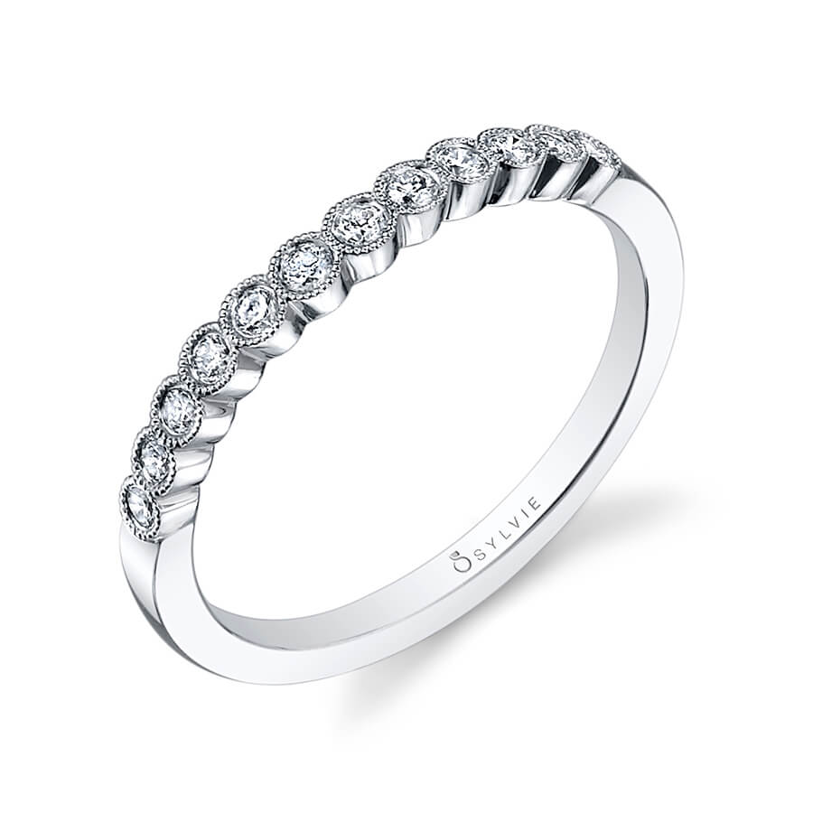 Round Bezel Set Wedding Band
