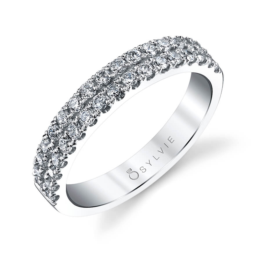 Double Row Pave Wedding Band