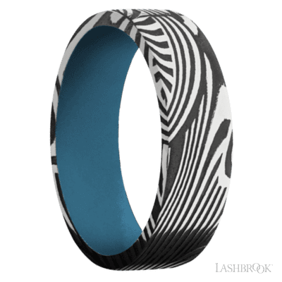 7 mm wide Flat Sunset band featuring a Royal Blue sleeve.