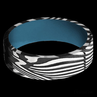 7 mm wide Flat Sunset band featuring a Royal Blue sleeve.