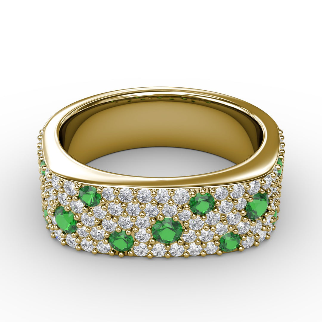 Under the Stars Emerald-Speckled Diamond Ring