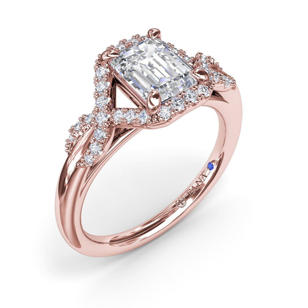 Emerald Love Knot Diamond Engagement Ring