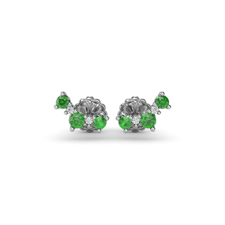 Five Stone Emerald and Diamond Climber Earrings