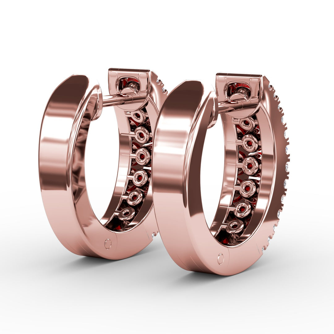 Channel Setting Wide Hoop Earring