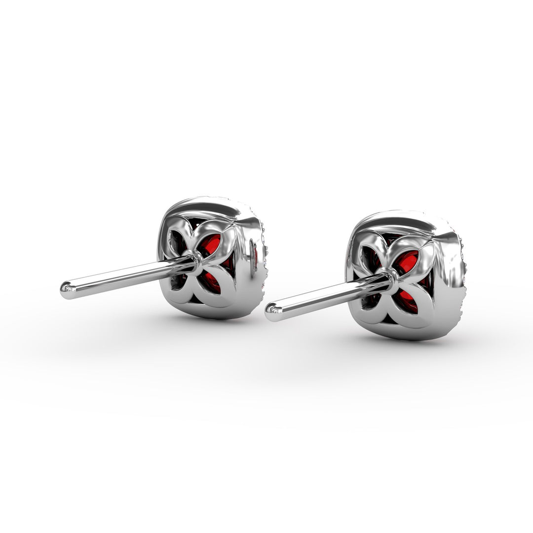 Cushion Cut Ruby Stud Earrings