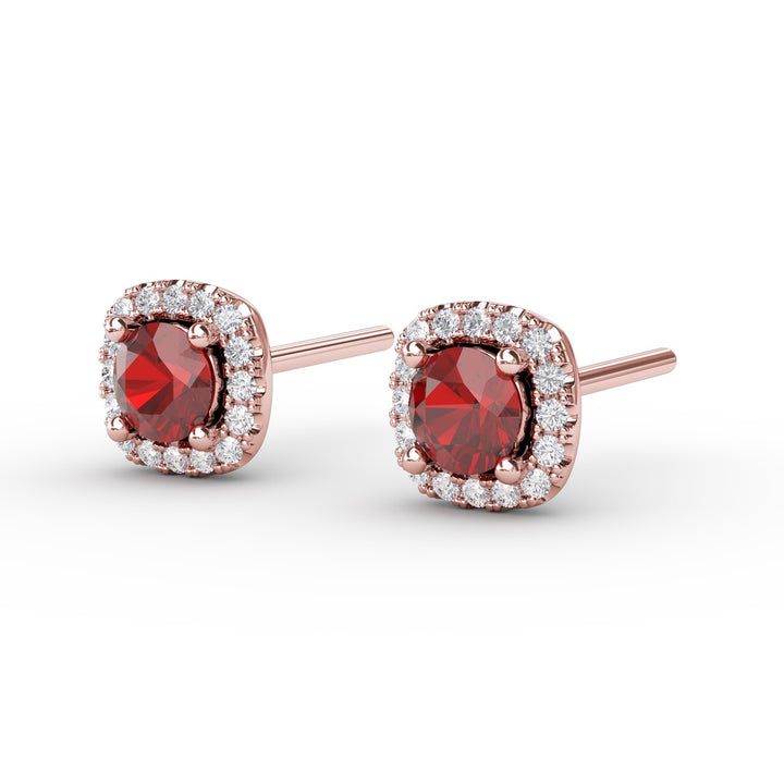 Cushion Cut Ruby Stud Earrings