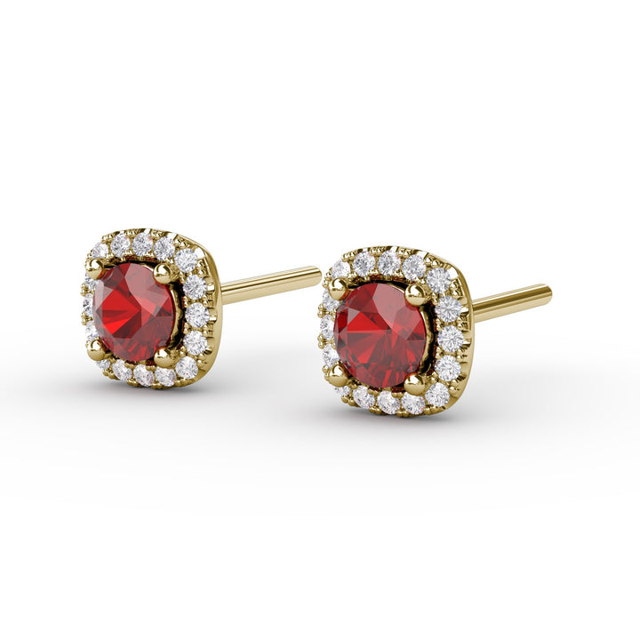 Cushion Cut Ruby Stud Earrings