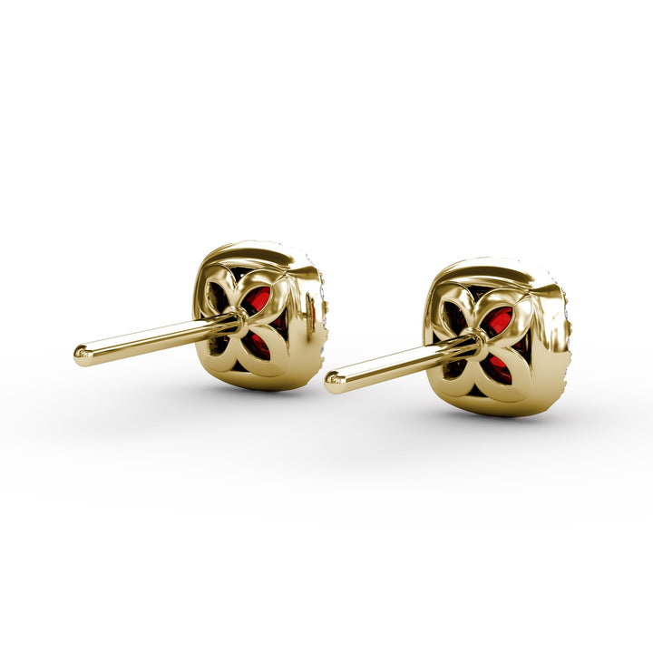 Cushion Cut Ruby Stud Earrings