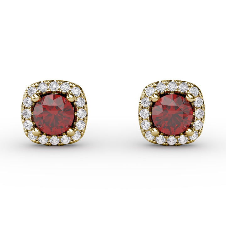 Cushion Cut Ruby Stud Earrings