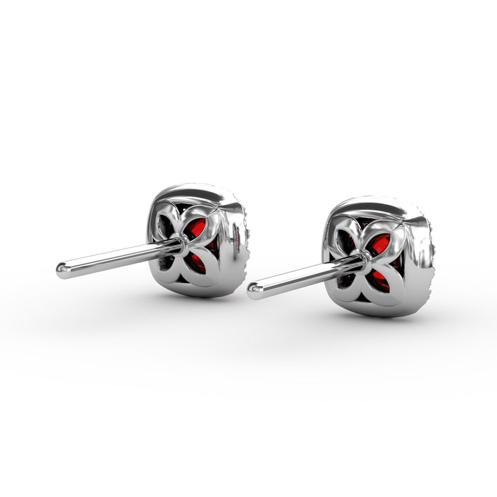 Cushion Cut Ruby Stud Earrings