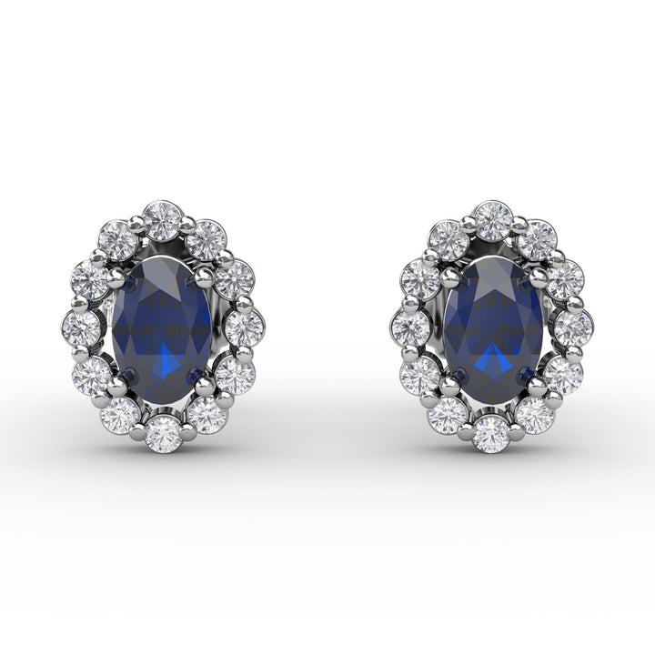 Halo Sapphire and Diamond Stud Earrings