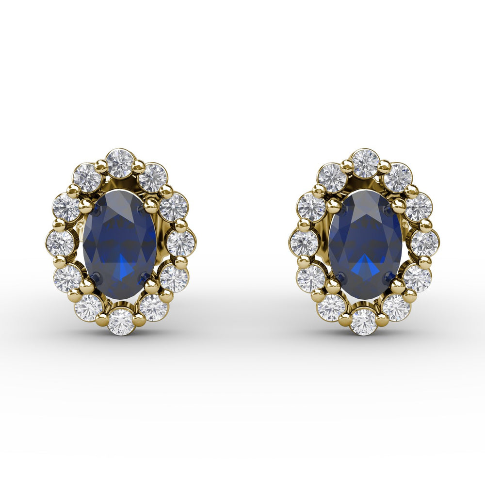 Halo Sapphire and Diamond Stud Earrings