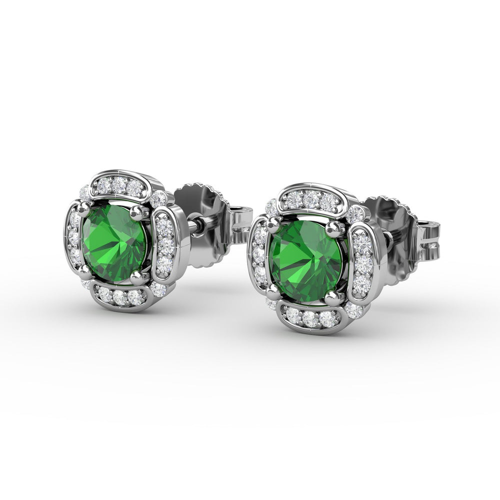 Vintage Channel Setting Stud Earrings