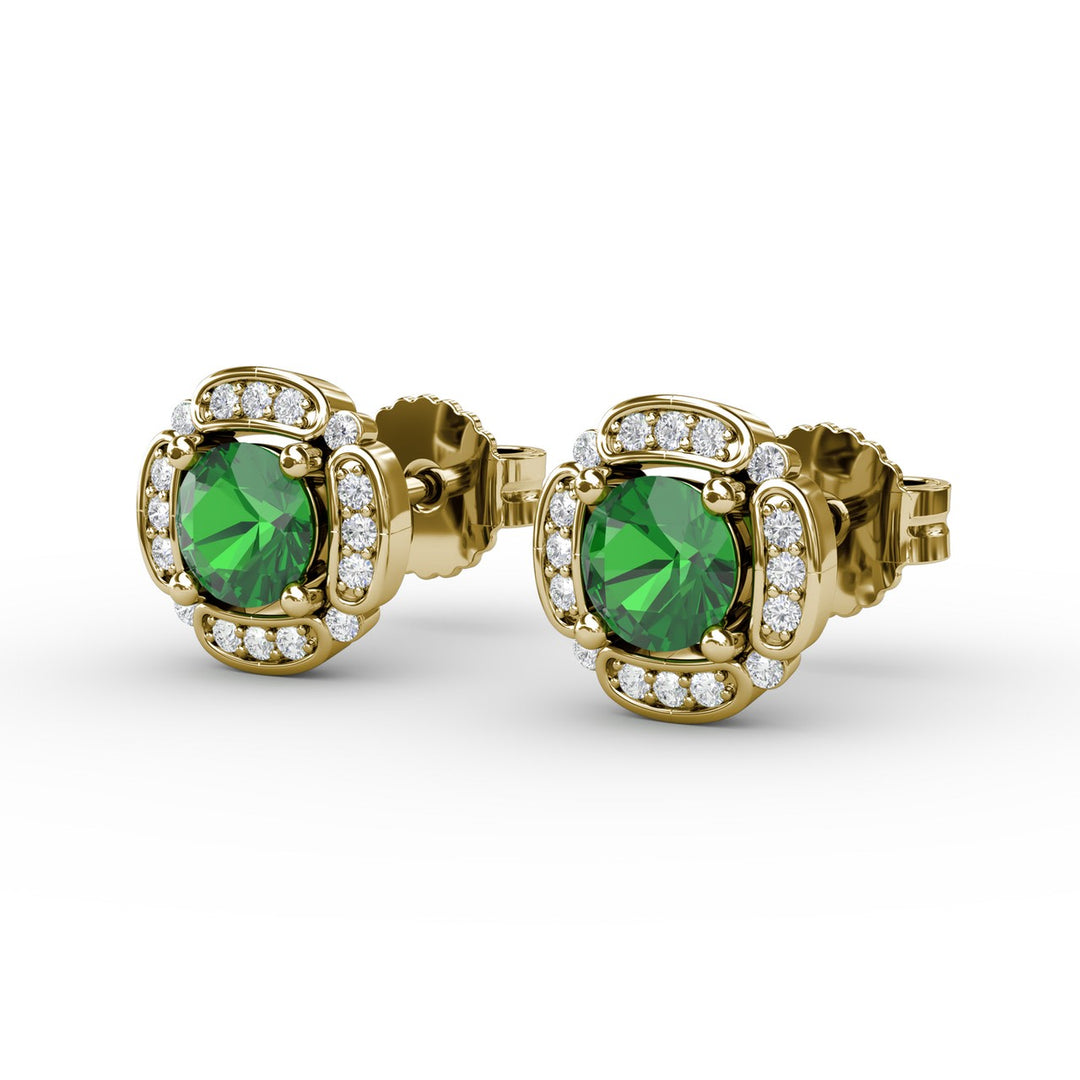 Vintage Channel Setting Stud Earrings