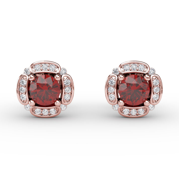 Vintage Channel Setting Stud Earrings