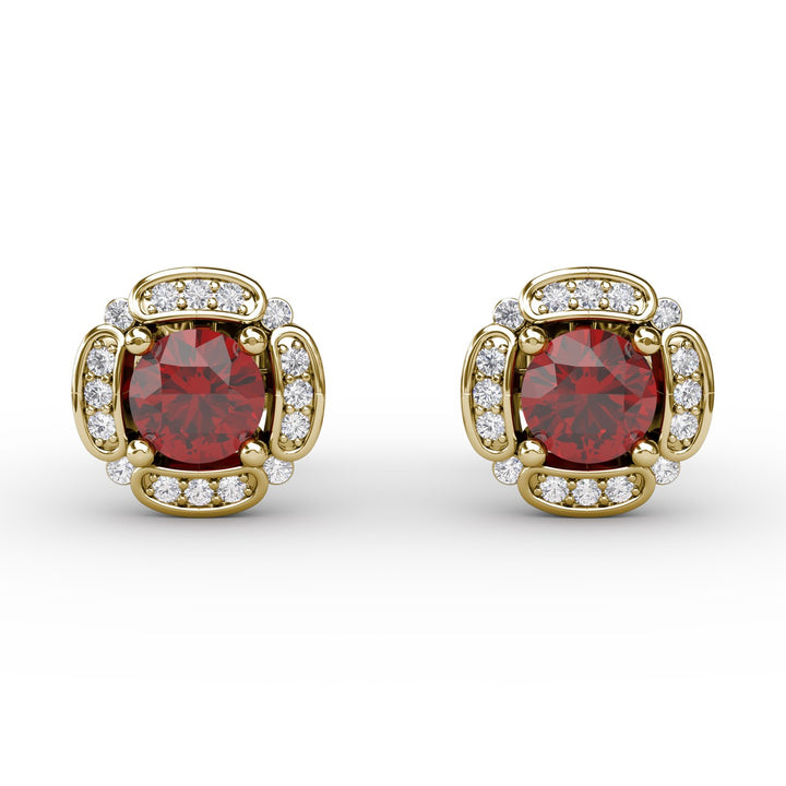 Vintage Channel Setting Stud Earrings