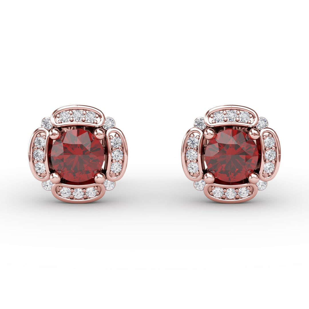 Vintage Channel Setting Stud Earrings