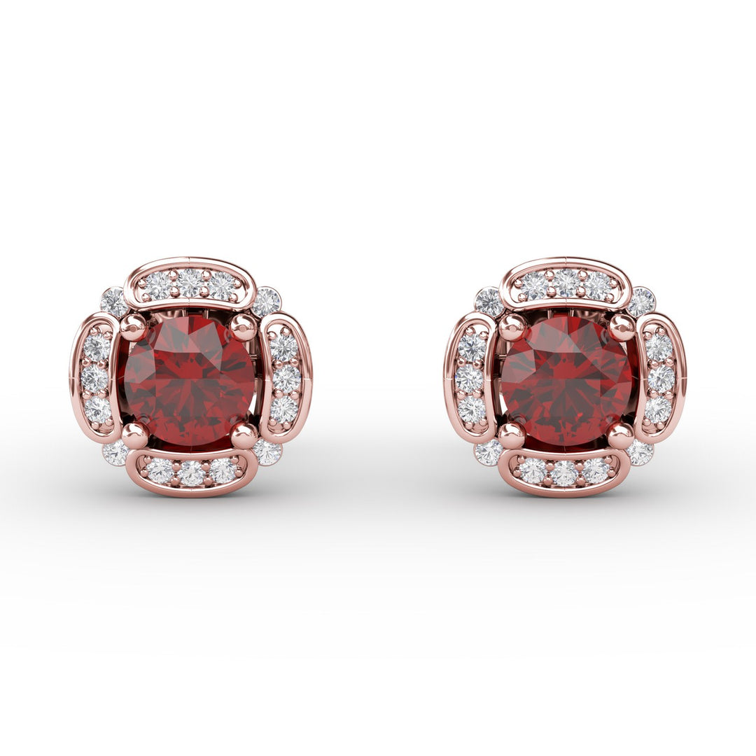Vintage Channel Setting Stud Earrings