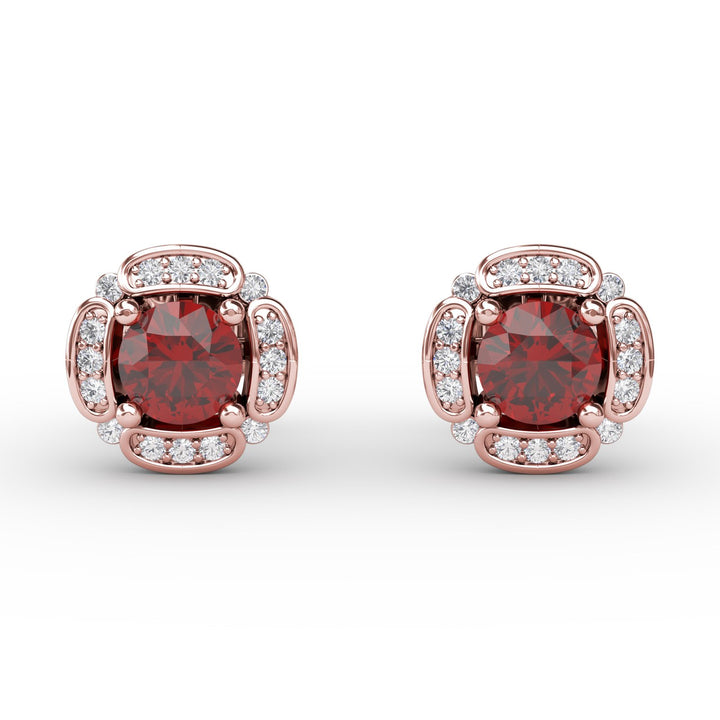 Vintage Channel Setting Stud Earrings