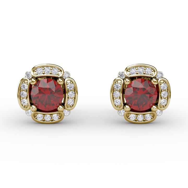 Vintage Channel Setting Stud Earrings