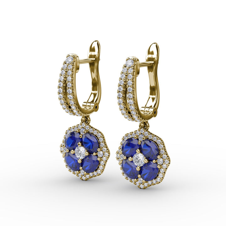 Steal The Spotlight Sapphire and Diamond Cluster Drop Earrings