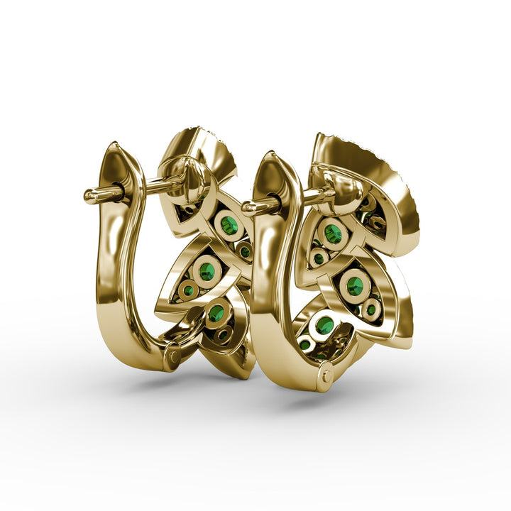 Glam Galore Emerald and Diamond Leaf Earrings