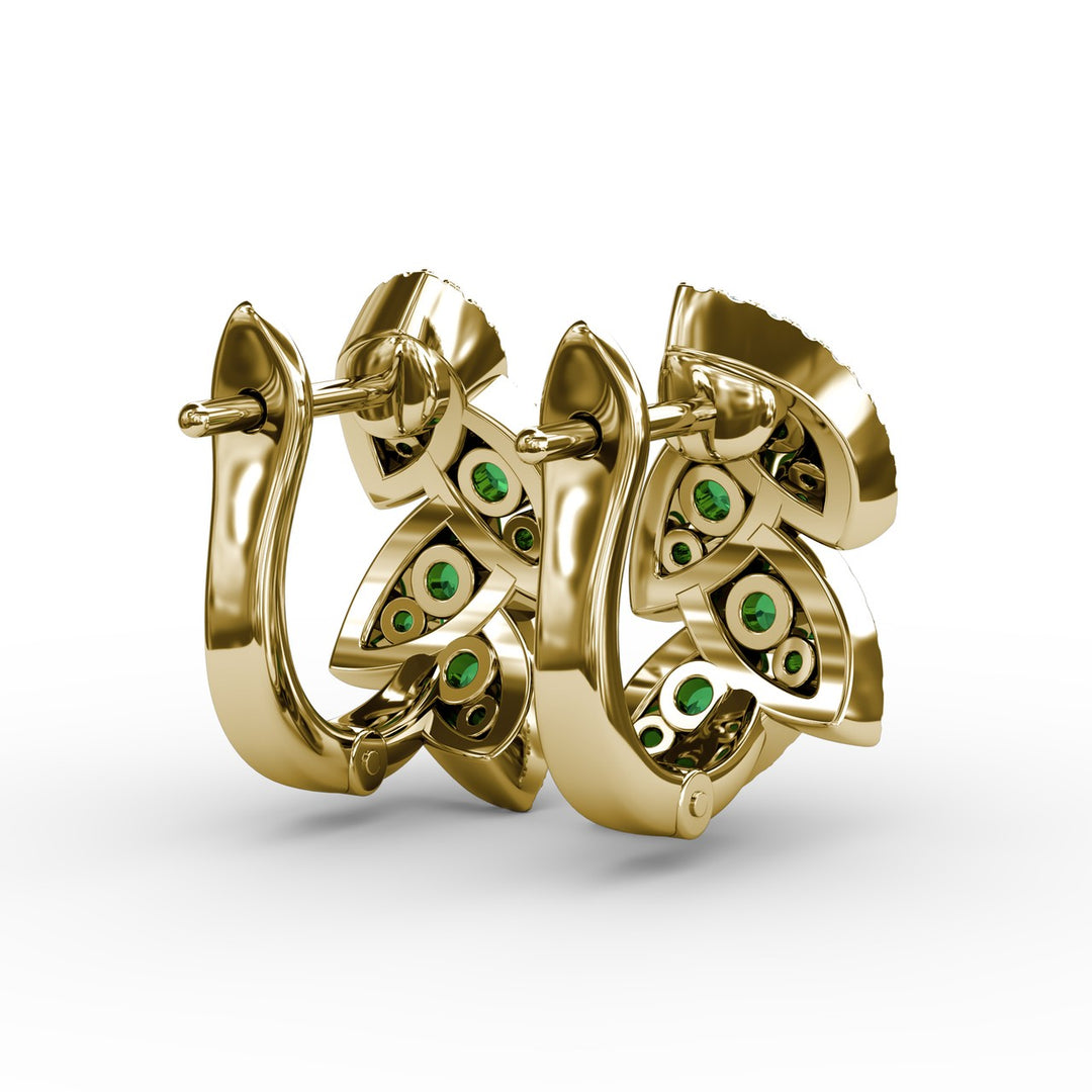 Glam Galore Emerald and Diamond Leaf Earrings