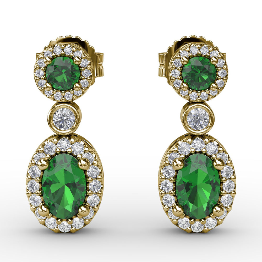 Set the Scene Emerald and Diamond Dangle Earrings