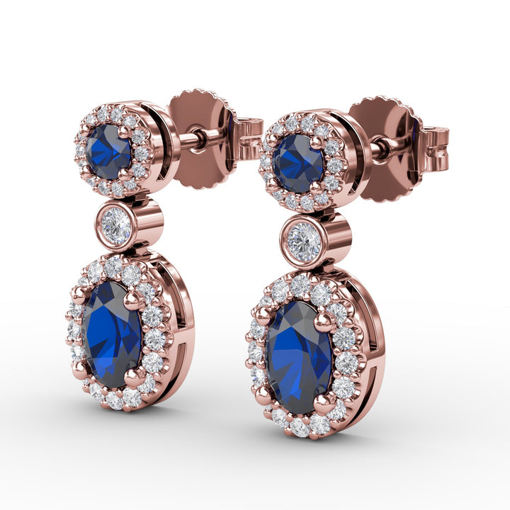 Set the Scene Sapphire and Diamond Dangle Earrings