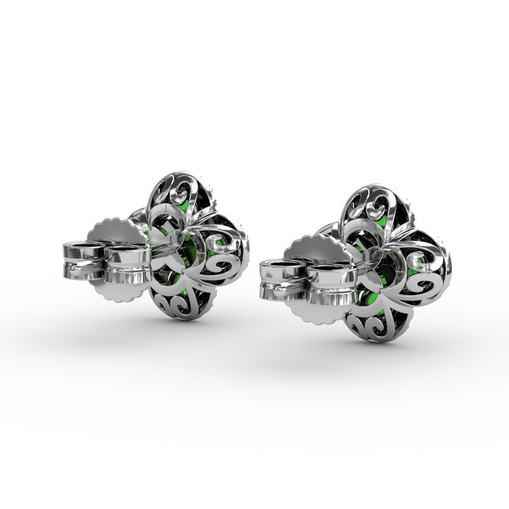 Endless Bliss Emerald and Diamond Cluster Studs